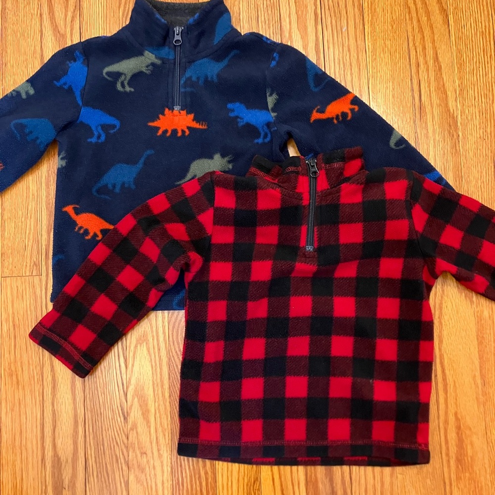 The Children's Place Dinosaur and Plaid Fleece Sweatshirts - Blue, Red, Black